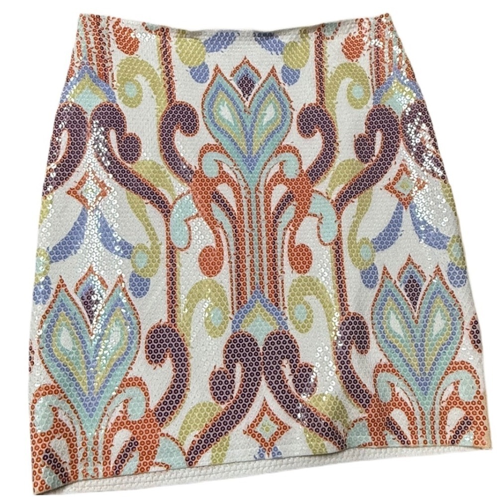 J. McLaughlin Vanessa Sequin Pencil Mini Skirt Size 4 NWT 70's Retro Style
